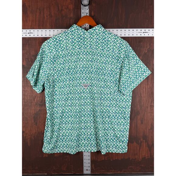 Columbia PFG Vacation Floral Palm Tree AOP Lightweight Shirt Green Blue Mens XL - Picture 8 of 8